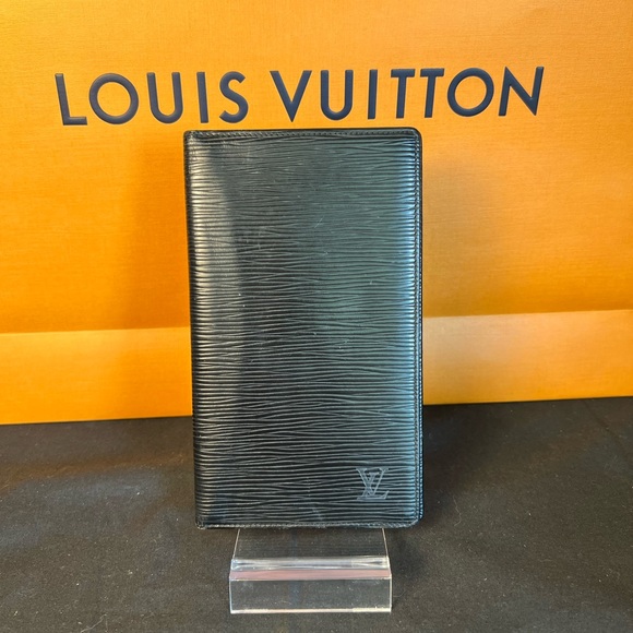 Louis Vuitton Black Epi Leather Long Slim Bifold Brazza Unisex Wallet  A74 - Picture 1 of 12